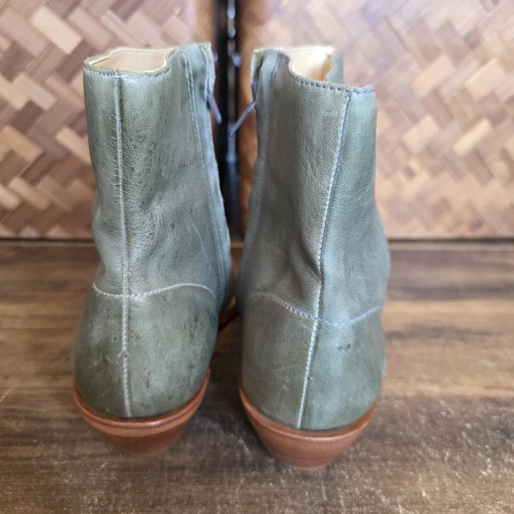 Landis Boots Womens Size 8D Light Green Leather Zip Closure Western Cowboy Short